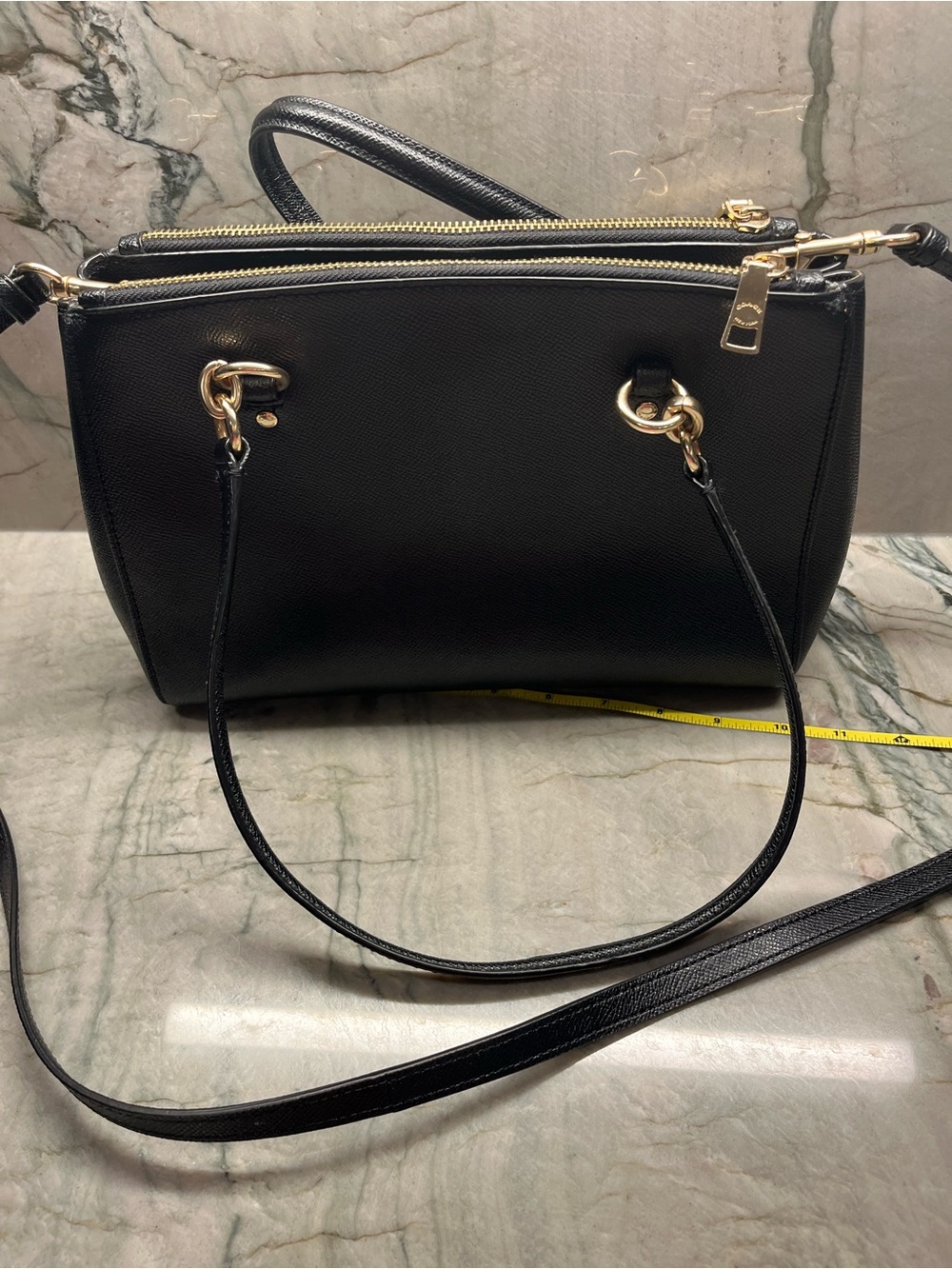 Coach Black Leather Satchel with Gold Accents - Picture 5 of 8
